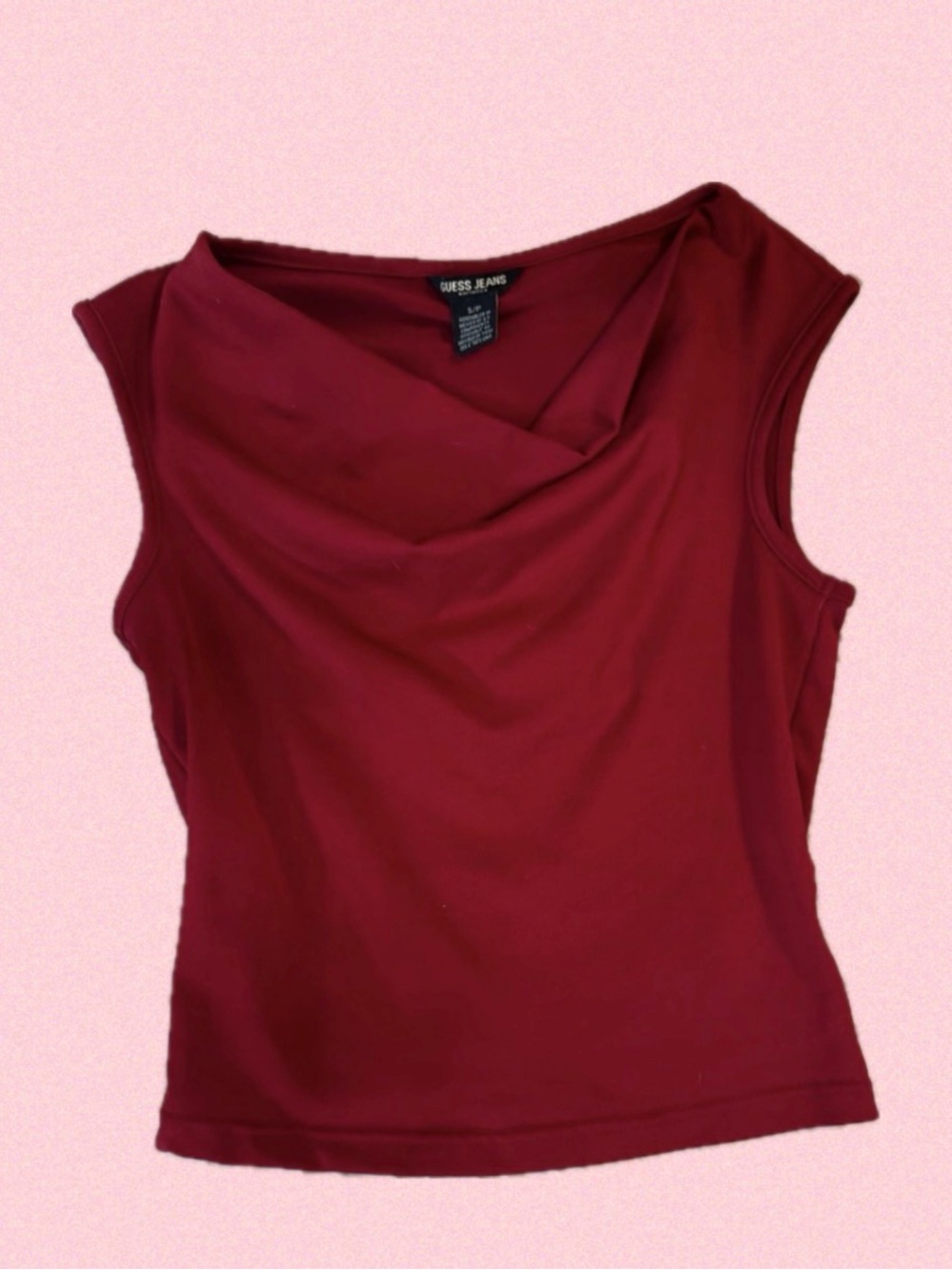 Guess Red Sleeveless Draped Neck Camisole